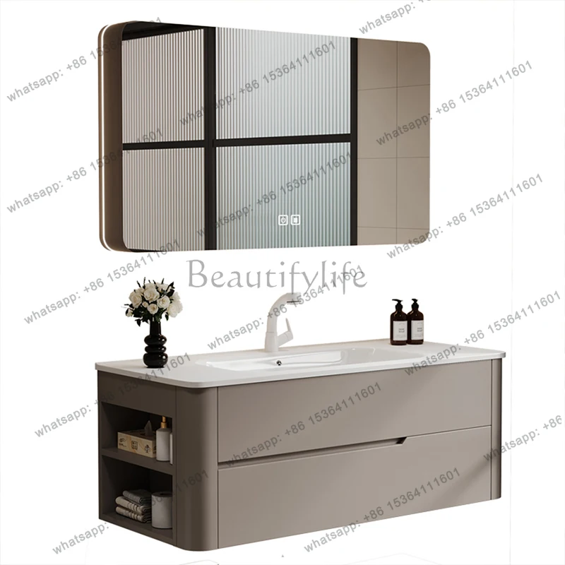 

Gray Wooden Bathroom Cabinet Waterproof Modern Luxury Space Saver Bathroom Cabinet Wall Mounted Mobile Per Bagno Home Furniture