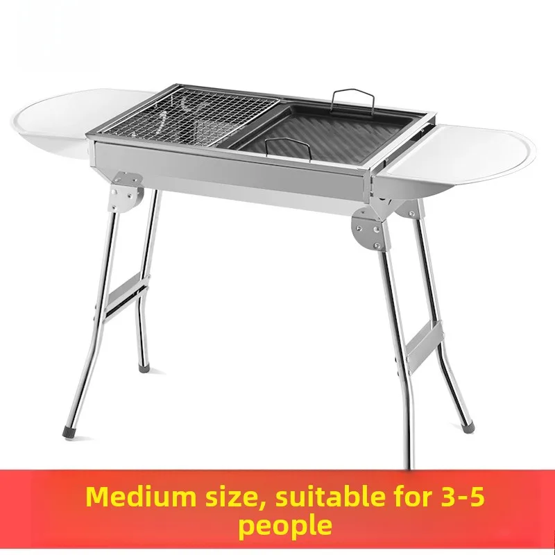 

Stainl Steel Outdoor Charcoal BBQ ill Portable Foldable Cam Travel Gear for 3-5 People Home Balcony Yard Cooking