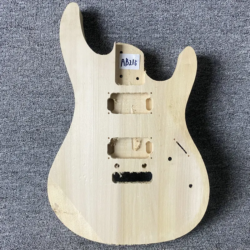 AB215 Semi Finishing Electric Guitar Body Solid Basswood Right Hand 2 Points Fixed Tremolo No Paints for Replacement and DIY