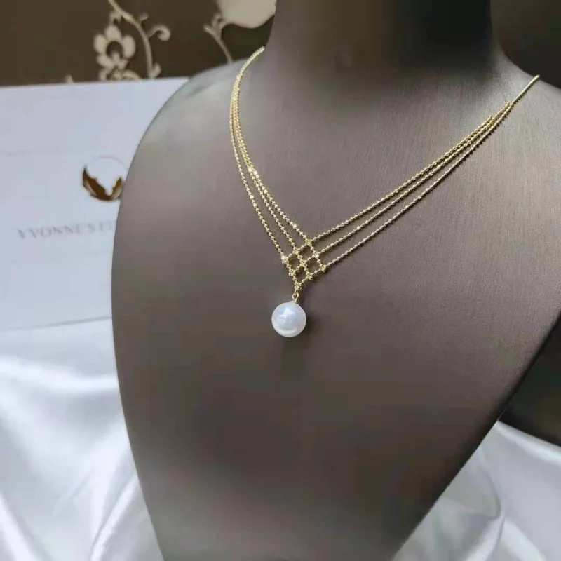 

Natural Pearl Pendant for Women Laser Craft Bead Chain Fine Craftsmanship Weaving 11-12mm Enhances Texture and Elegance