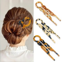 3pcs U Shape Hairpin Premium Feeling Back of Head Plate Hairpin Marble Hair Hairpin Colorful  Hair Accessories for Women
