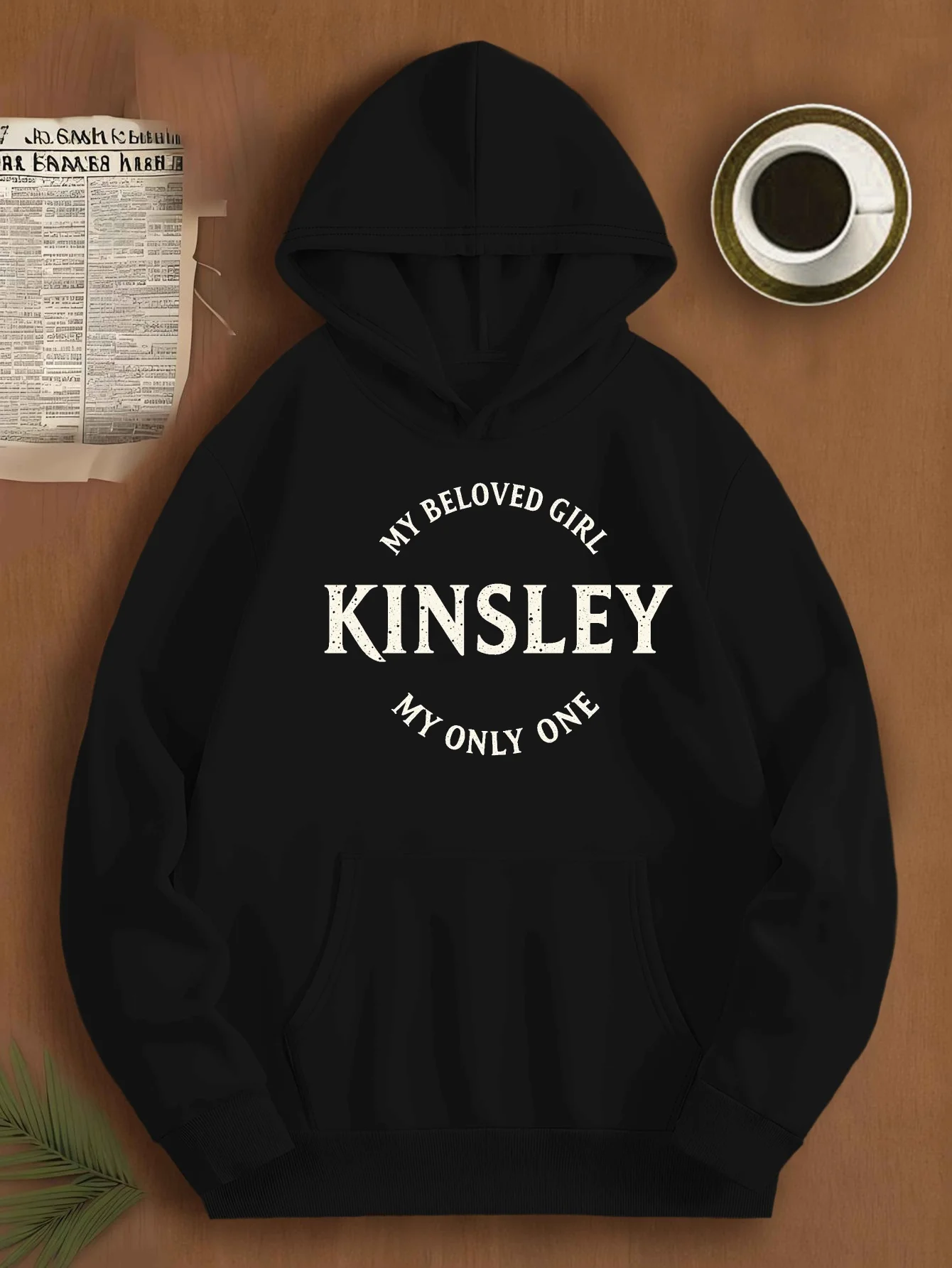 

KINSLEY Dear Madam Large-sized Hooded Sweatshirt - Comfortable pullover, geometric print, autumn/winter casual wear