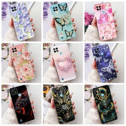 For Realme C21y C25y C25 C25s Phone Case Transparent Soft Rubber Back Cover Women Fashion Cartoon Pattern Bumper Housing