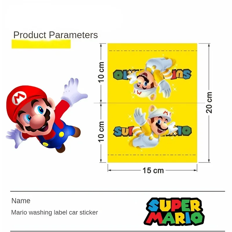 Super Mario Bros Car Universal Washing Labels Anime Door Mark Tag Stickers Decoration Cartoon Creative Warning Decal Accessories