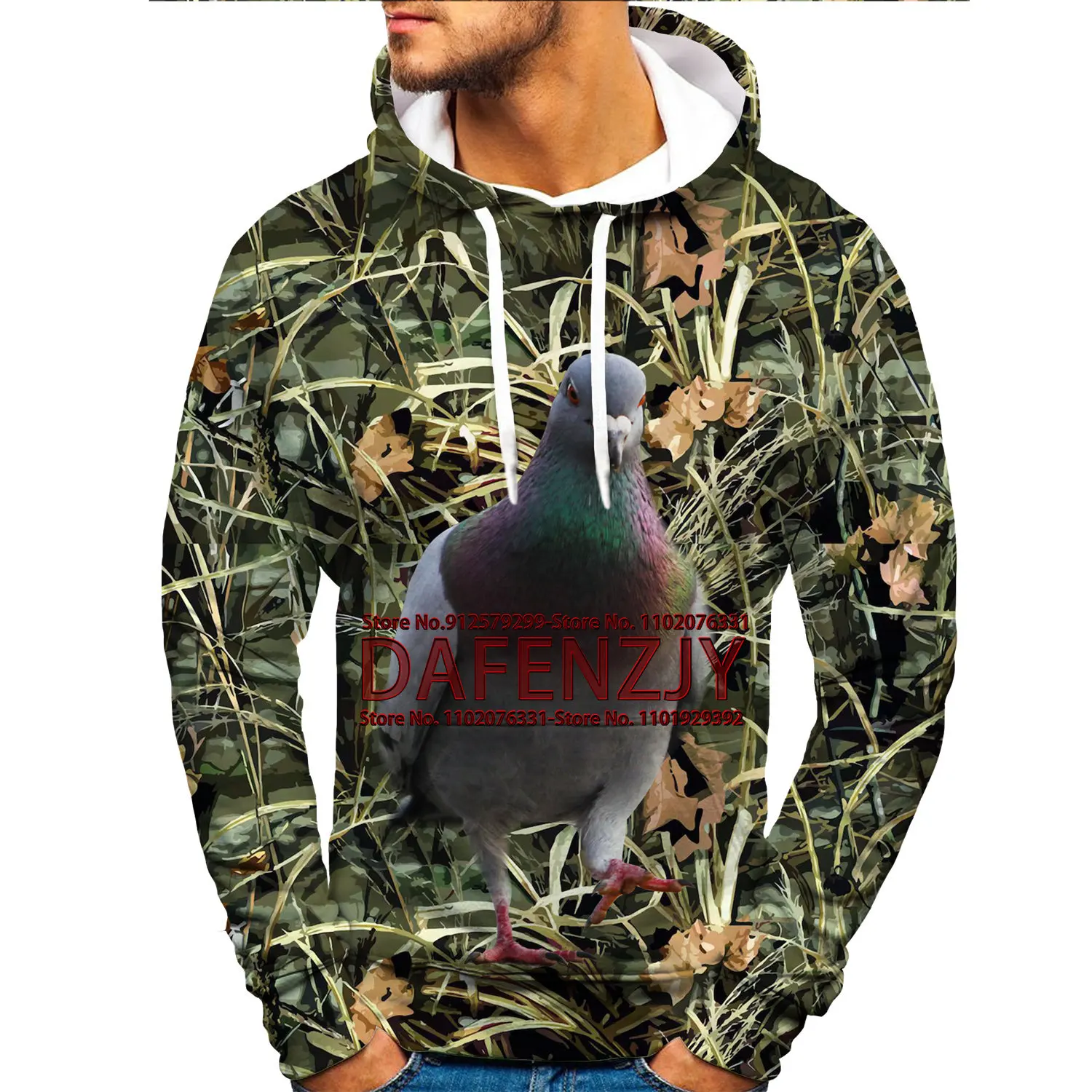 Camouflage Leaves Pigeon 3d Printed Hoodie Male Casual Sweatshirt Animal Pullover Fashion Men's Clothing