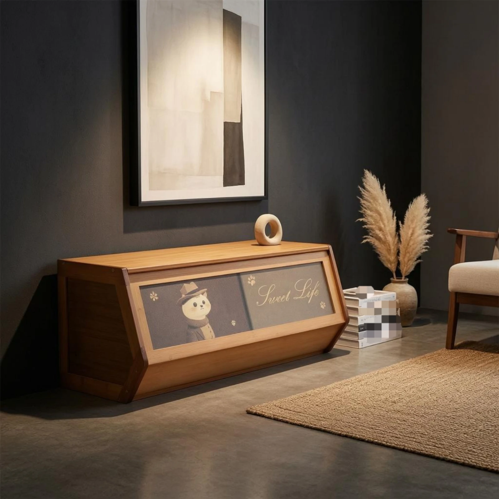 Stackable Storage Cabinet Slanted Front Modular Storage Cabinet Home Furniture Space-Saving Easy Reach