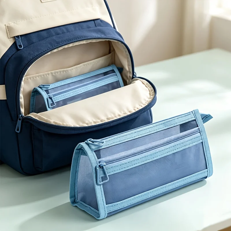 Pencil Case, Tear-Resistant Multi-Compartment Marker Pen Storage Bag, Mesh Pen Bag That Can Hold More Than 20 Pens and Brushes, Smooth Zipper Stationery Storage Box, Portable for Art Classes, Studios, Universities, Offices, Travel, and as a Cosmetic Bag, Aesthetically Pleasing Student Stationery Supplies