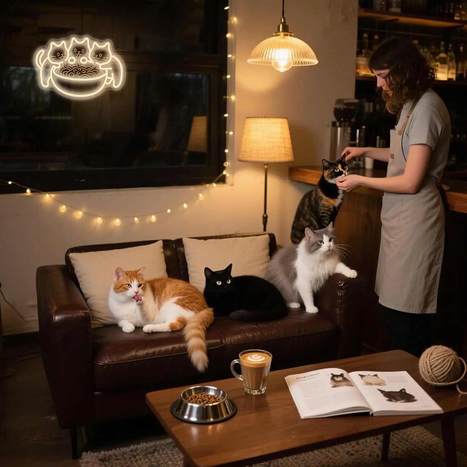 رامين القط LED النيون تسجيل USB عكس الضوء ضوء النيون تسجيل ل غرفة نوم غرفة معيشة حفلة عيد ميلاد هدية جدار ديكور