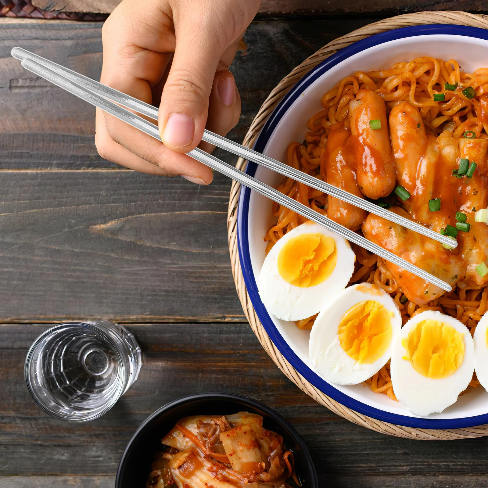 

5Pairs Stainless Steel Chopsticks Korean Non-Slip Reusable Dishwasher Safe Metal Chopsticks for Household Kitchen Restaurant