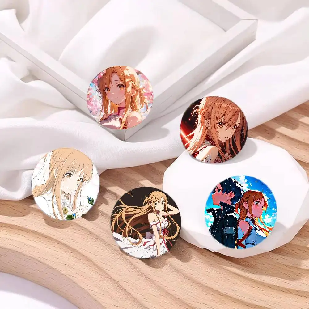 Asuna الرسوم المتحركة S-Word A-Art O-الإنترنت شارات أنيمي شارة ليزر مستديرة الكرتون بروش الملابس ظهره اكسسوارات التلبيب #1