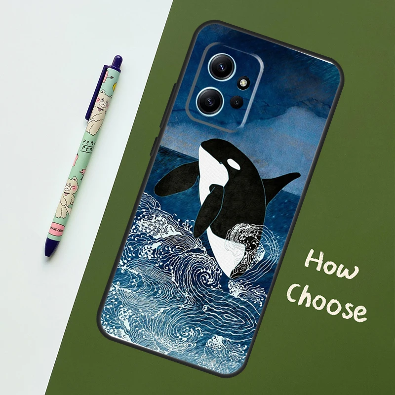 Killer Whale Orca Case For Xiaomi Redmi Note 11 12 10 Pro 8 9 Note 12S 11S 9S 10S Redmi 12C 9C 10C 12 Cover