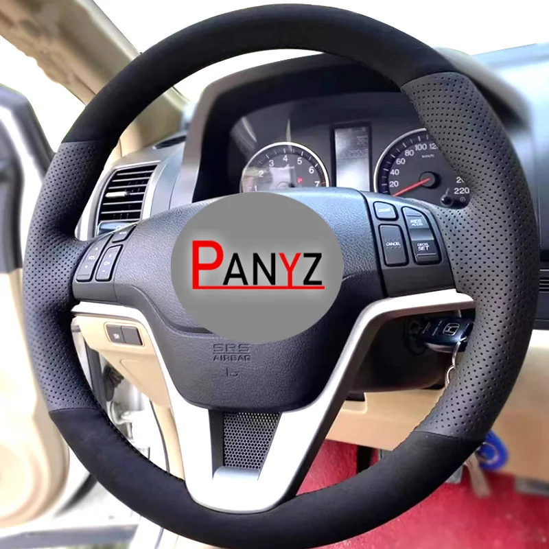 Hand Stitched Car Steering Wheel Cover for Honda CRV CR-V 2007 2008 2009 2010 2011 DIY Suede&Leather Interior Accessory