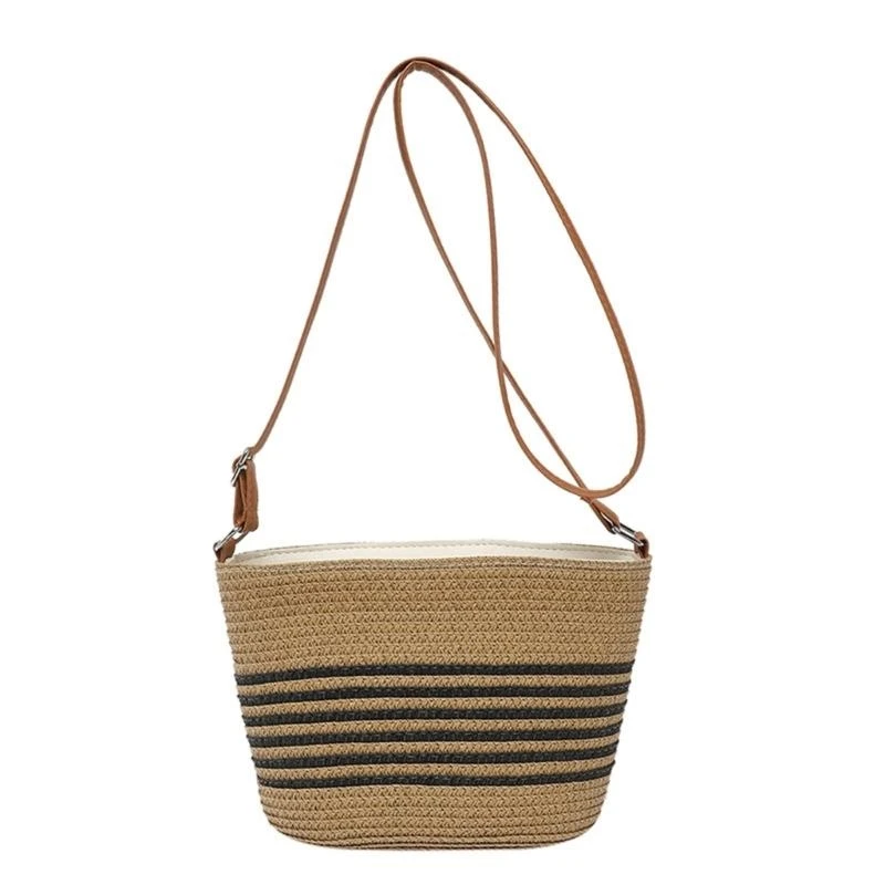 

All-matching Crossbody Bag for Women Striped Handbag Straw Beach Bag Shoulder Bag Handwoven Bag Shopping Bag