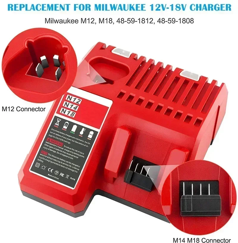 Para Milwaukee 48-11-1852 M18 LITHIUM XC 6.0Ah batería de capacidad extendida para herramientas eléctricas inalámbricas Milwaukee 48-11-1850 48-11-1840