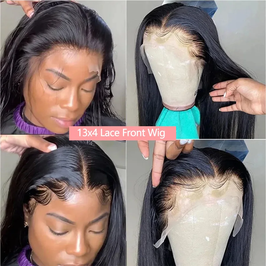 Straight Human Hair Lace Frontal Wig 13x4 Transparent Lace Wigs 100% Brazilian Human Hair Wigs Natural Human Hair Extensions