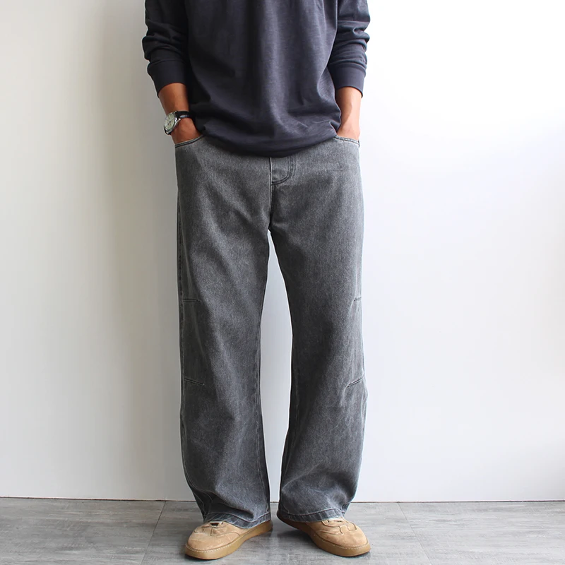 

Мужские джинсовые джинсы в американском стиле ретро, прямые свободные брюки большого размера из 100% хлопка, повседневные брюки на осень-зиму