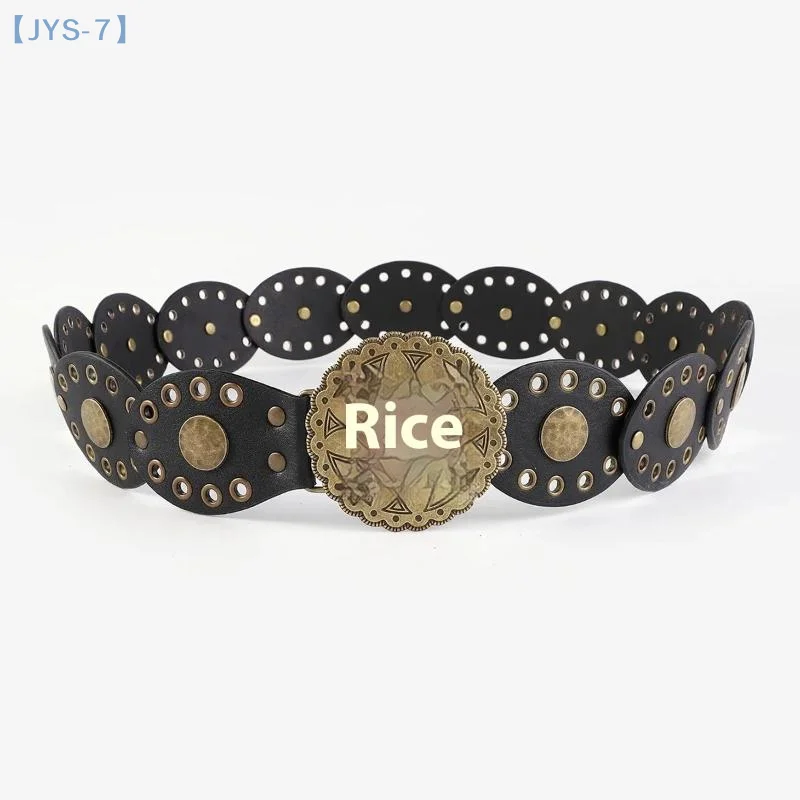 

【JYS-7】Женский ремень в богемном западном ковбойском стиле в стиле панк, модный аксессуар, полая пряжка с цветком, овальный дизайн сращивания