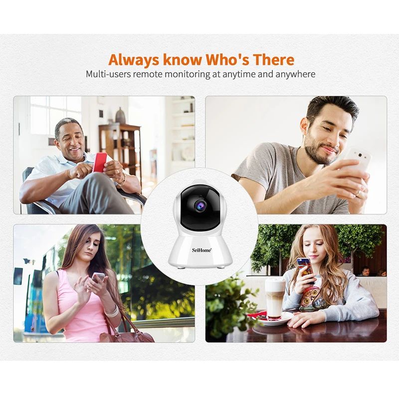 Srihome 2MP WiFi Camera Smart Home Indoor Wireless IP Surveillance Camera AI Detect Automatic Tracking Security Baby Monitor