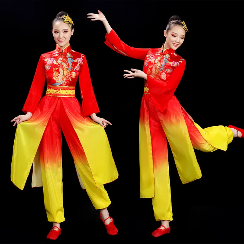 Adult drum costumes for men and women water drum performance costumes for new Yangko dance costumes for waist drum teams