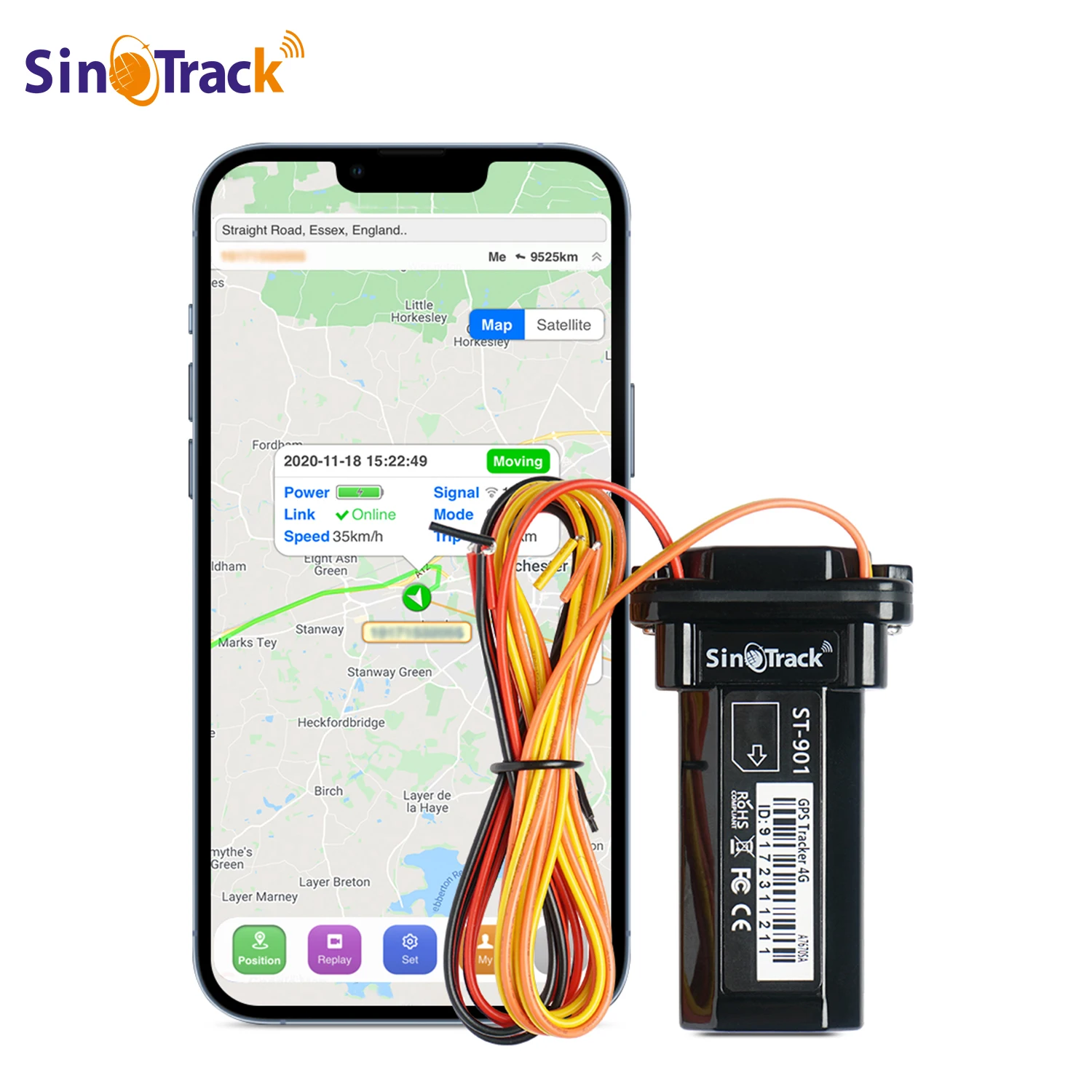 SinoTrack Mini Waterproof GPS Tracker ST-901 4PIN Cable with Relay for Remote Control Builtin Battery for Car Motorcycle Vehicle