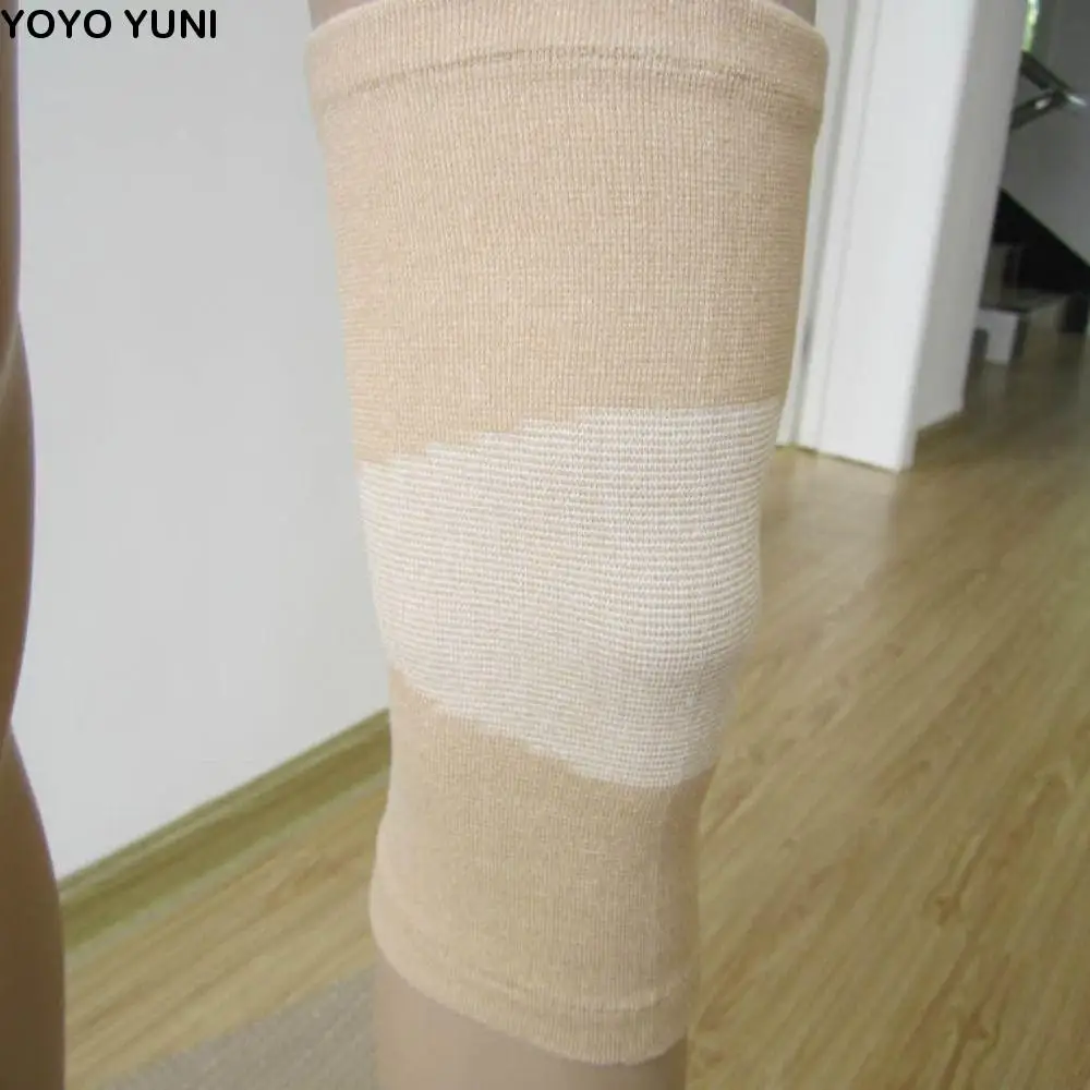 

Pressurized Elastic Wool Plush Knee Pads Cotton Polyester Stripe Design Knee Protector Nude Black Grey Skin Color
