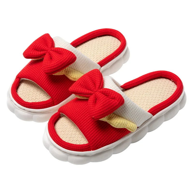 

Льняные тапочки с бантом Диснея и Минни, женские домашние тапочки, удобная нескользящая домашняя хлопковая обувь, тапочки на плоской подошве, домашние подарки для пар