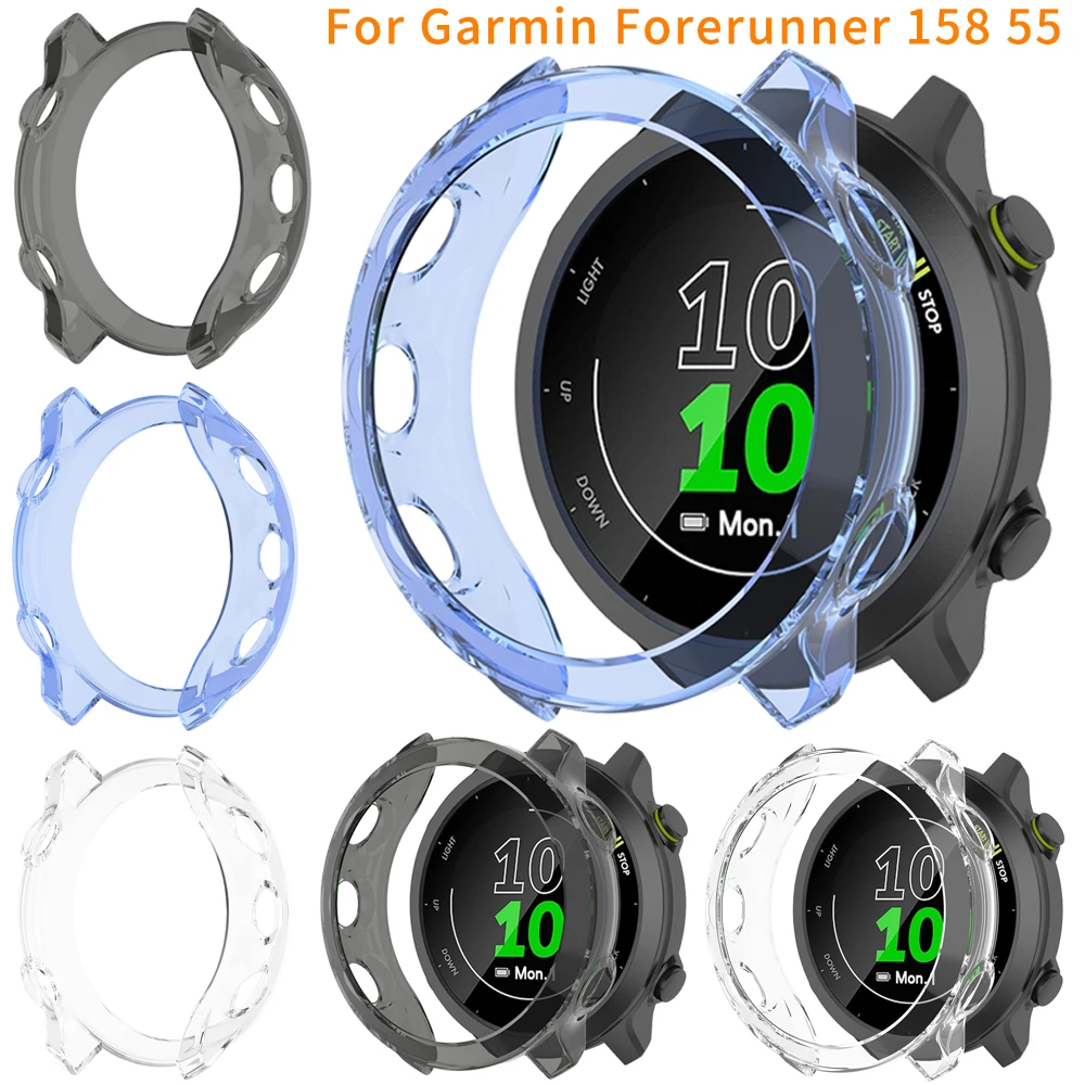 Protective Case For Garmin Forerunner55 158 Clear Soft TPU Edge Frame Shell Protector Bumper For Garmin Forerunner 158 55 Cover