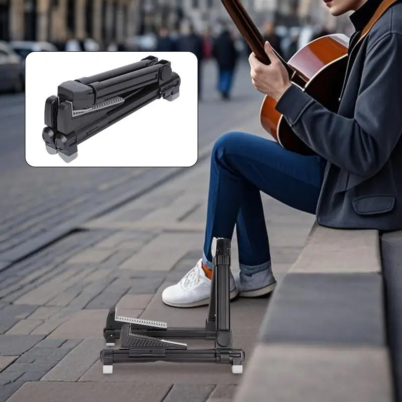 

Folding Guitar Stand A Shape Adjustable Folding Bass Ukulele Stand Anti-Slip Floor Guitar String Instrument Holder For Home