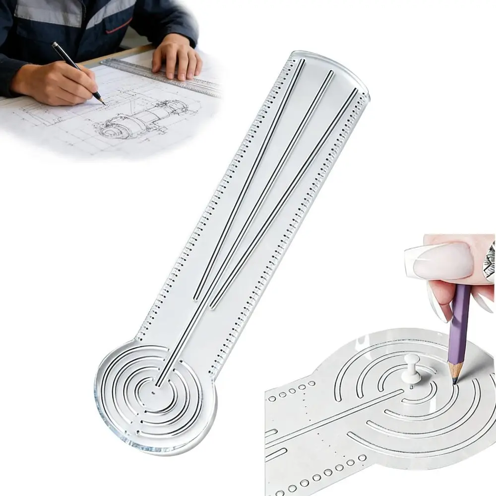 Durable Mandala Drawing Stencil Reusable Acrylic Geometry Pattern Ruler 3-in-1 Compass Protractor Ruler Math Geometry