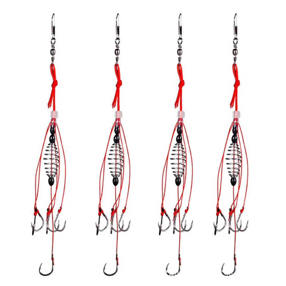 

4PCS High carbon Steel Fishing Hooks Multi functional Tackle Eco friendly Box Anti tangle Spring Feeder Bait Carp Grass Crabs