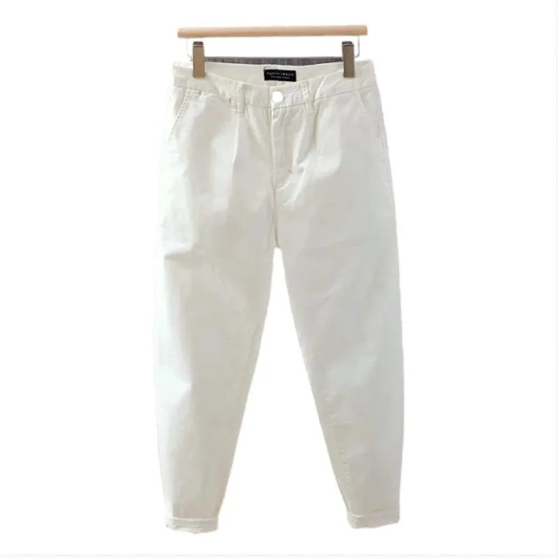 Men Clothing 2024 New Autumn Summer Men's White Baggy Casual Pants Homme Senior Sense Fresh Straight Nine Points Pants Korean