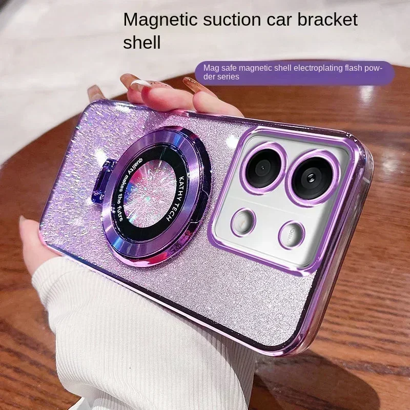 Для Xiaomi POCO M6 Pro 4G чехол с мягким блеском и кольцевой подставкой, тонкая защитная задняя крышка для POCO M6 M6Pro, чехол для телефона