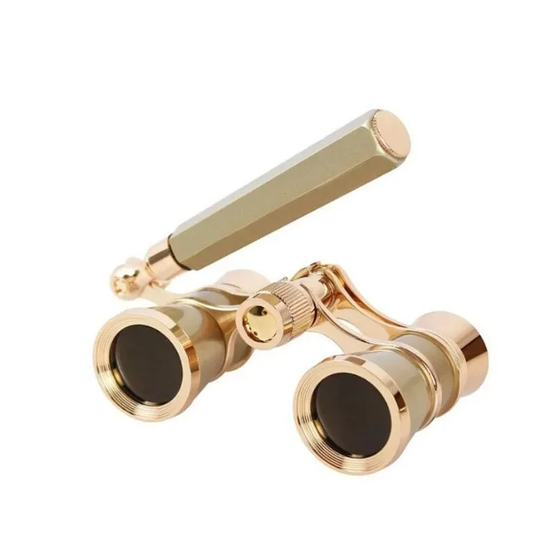 

3 * 25 Full Metal Binoculars Handheld Portable Pocket Retro Chain Watch Telescope with Handle