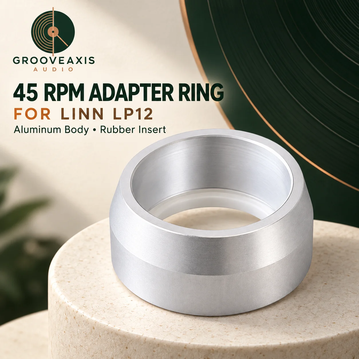 Motor Pulley Adapter GROOVEAXIS 45 RPM Aluminum Conversion Ring with Rubber Insert for LINN LP12 Vinyl Turntable Parts