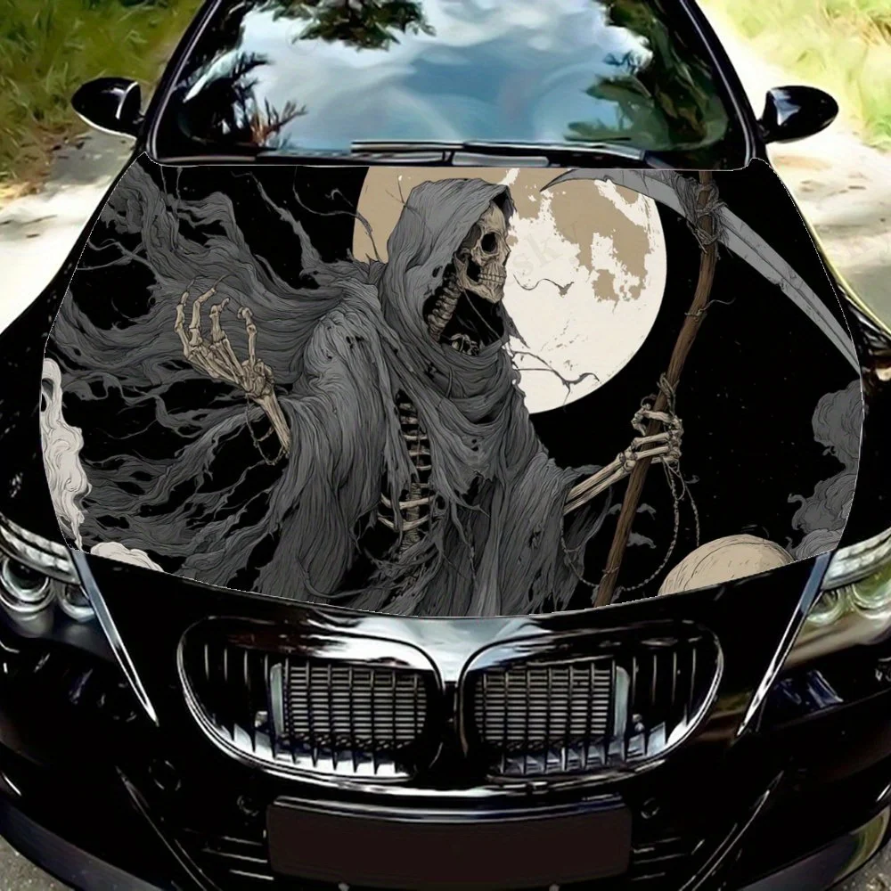

Moonlit Night Skull car hood stickers, waterproof self-adhesive, scratch resistant, easy to stick, durable car PVC stickers, car