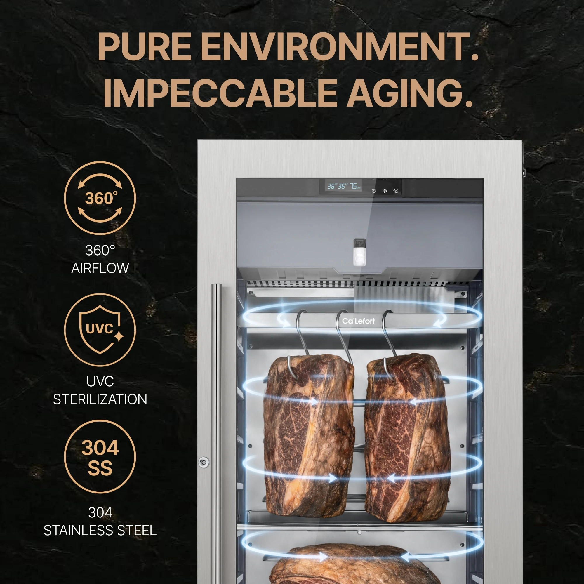 233L Dry Aging Fridge 8.23 Cu.ft Large Capacity Inner Container Precise Temperature Control/Humidity Control Specially Designed for Dry Aged Steak, Beef and Mutton, Ham, and Cold Cut Meat