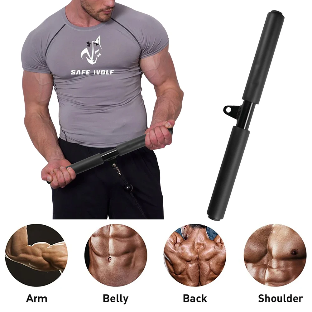 Triceps Biceps Training Rowing Handle Back Lever Exercise Handles LAT Pull Down Straight Rotating Bar for Pulley Cable Machine