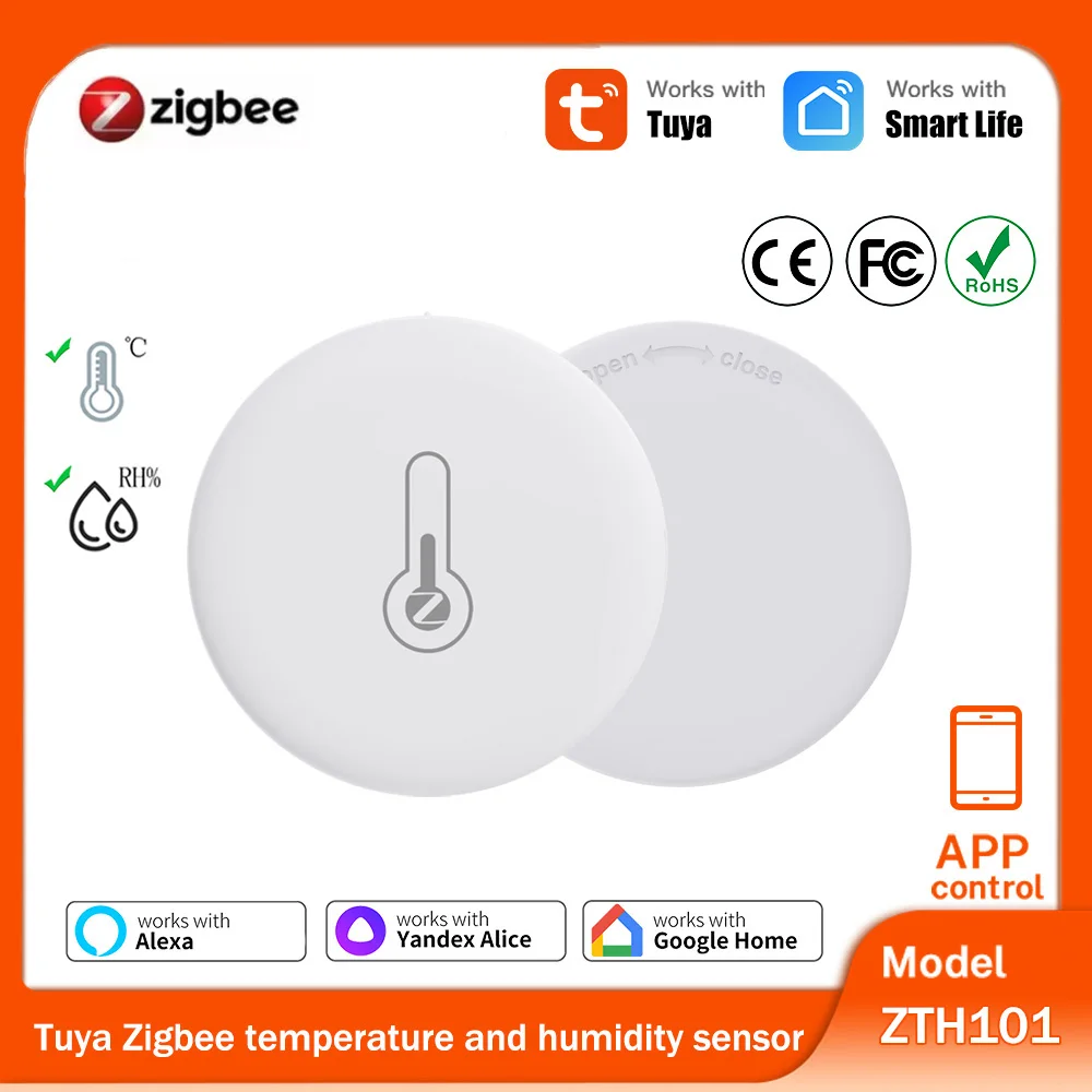 

Датчик температуры и влажности Tuya Zigbee, требуется шлюз Tuya Zigbee, дистанционное управление через приложение, совместим с Яндекс, Alexa, Zigbee2Mqtt, ZHA
