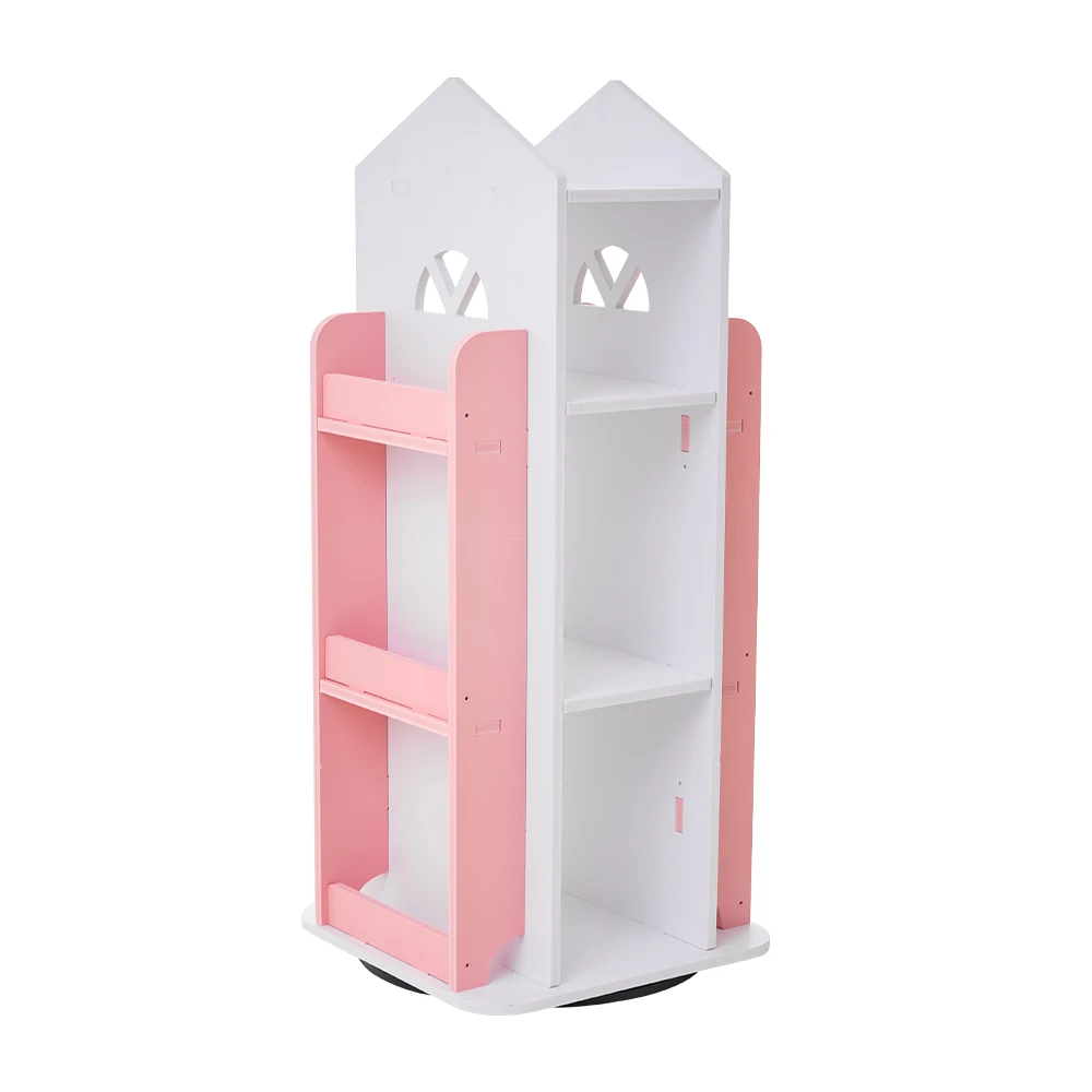 Voltsify 4-Tier Castle Kids Rotating Bookshelf Storage Organizer Rack