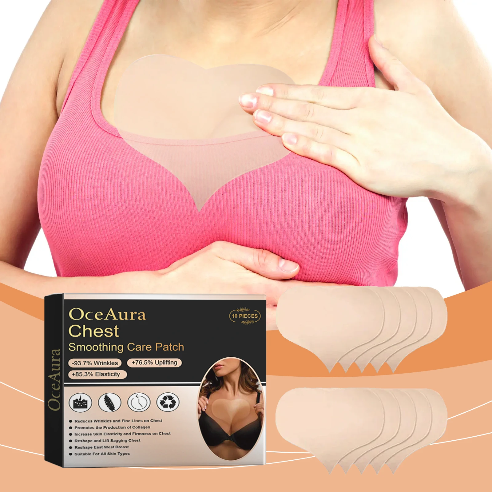 

Chest Smoothing Care Patch, Chest Anti Wrinkle Pads, Tightens The Chest Skin, Moisturizing Nourishes The Chest Care