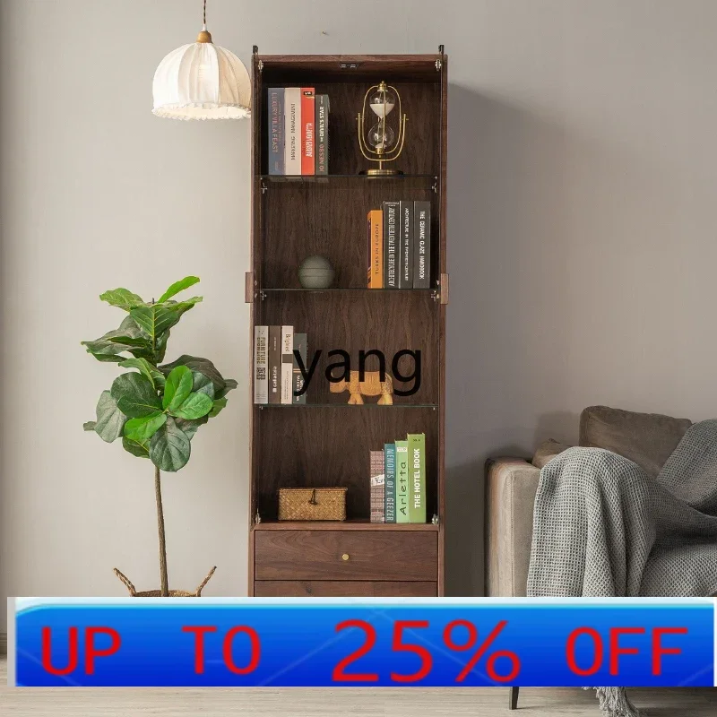 

Lmm Modern Light Luxury Black Walnut Frameless Glass Door Wine Cabinet Side Cabinet