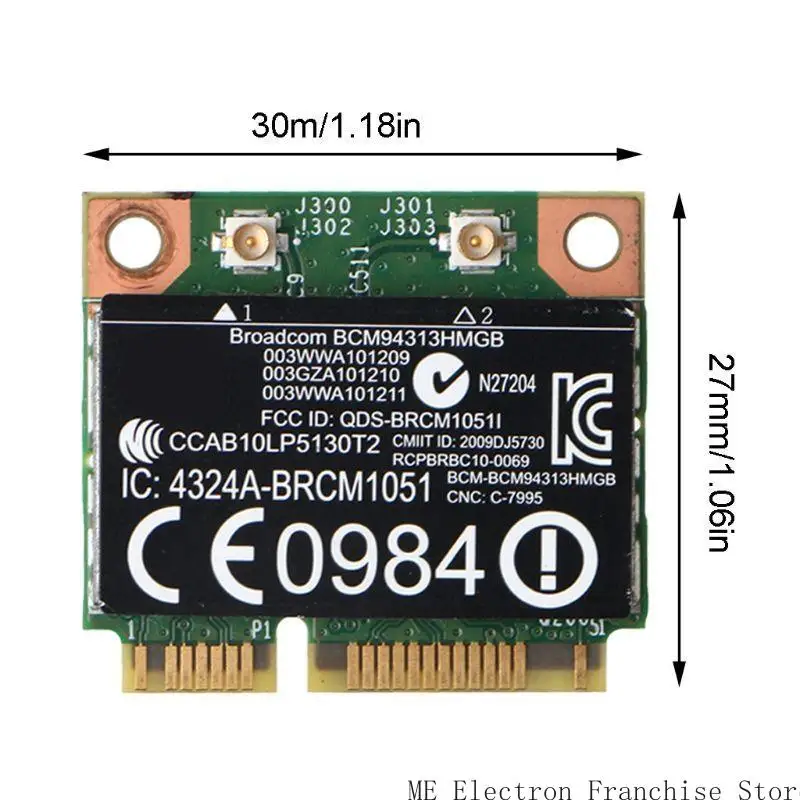 T5EA BCM94313HMGB 802.11b/g/n половина мини -беспроводной карты Wi -Fi Bt для ноутбука
