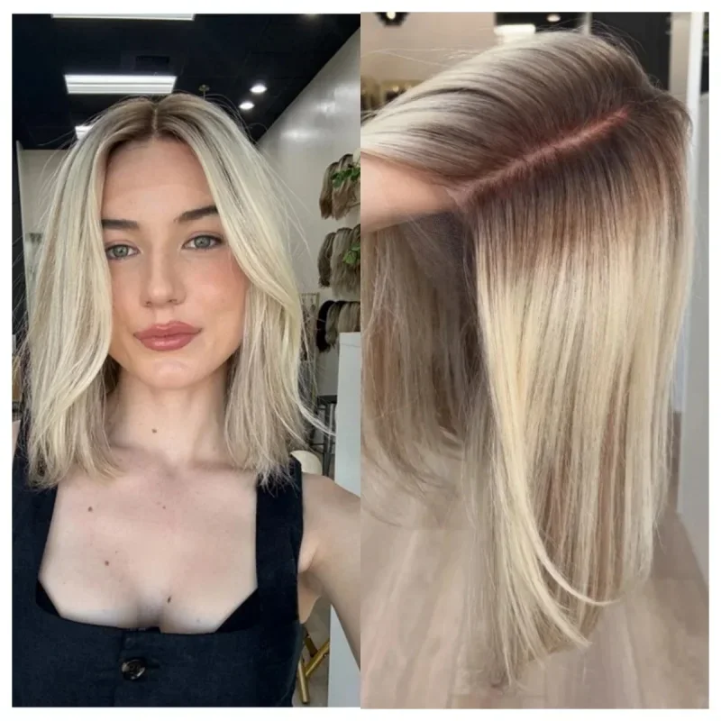 

Soft Highlight Blond Straight Hair 150 density and 13×4 100%human hair wig lace front wig, with baby hair pre plucked and f