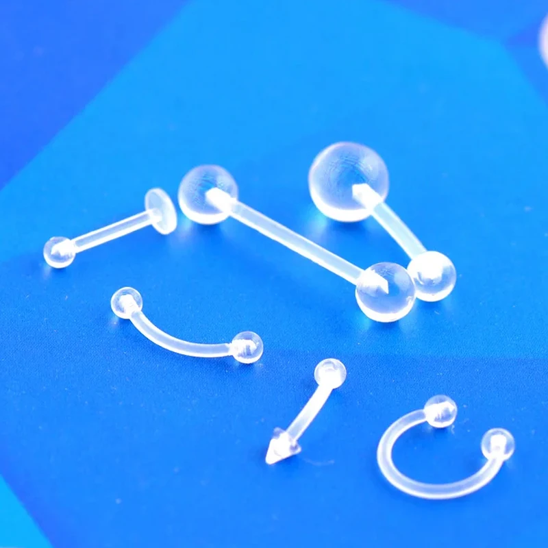 2Pcs/lot Acrylic Ball Punk Bar Lip Ring Silicone Eyebrow Piercing industrial Piercings Labret Piercing Tragus Piercing