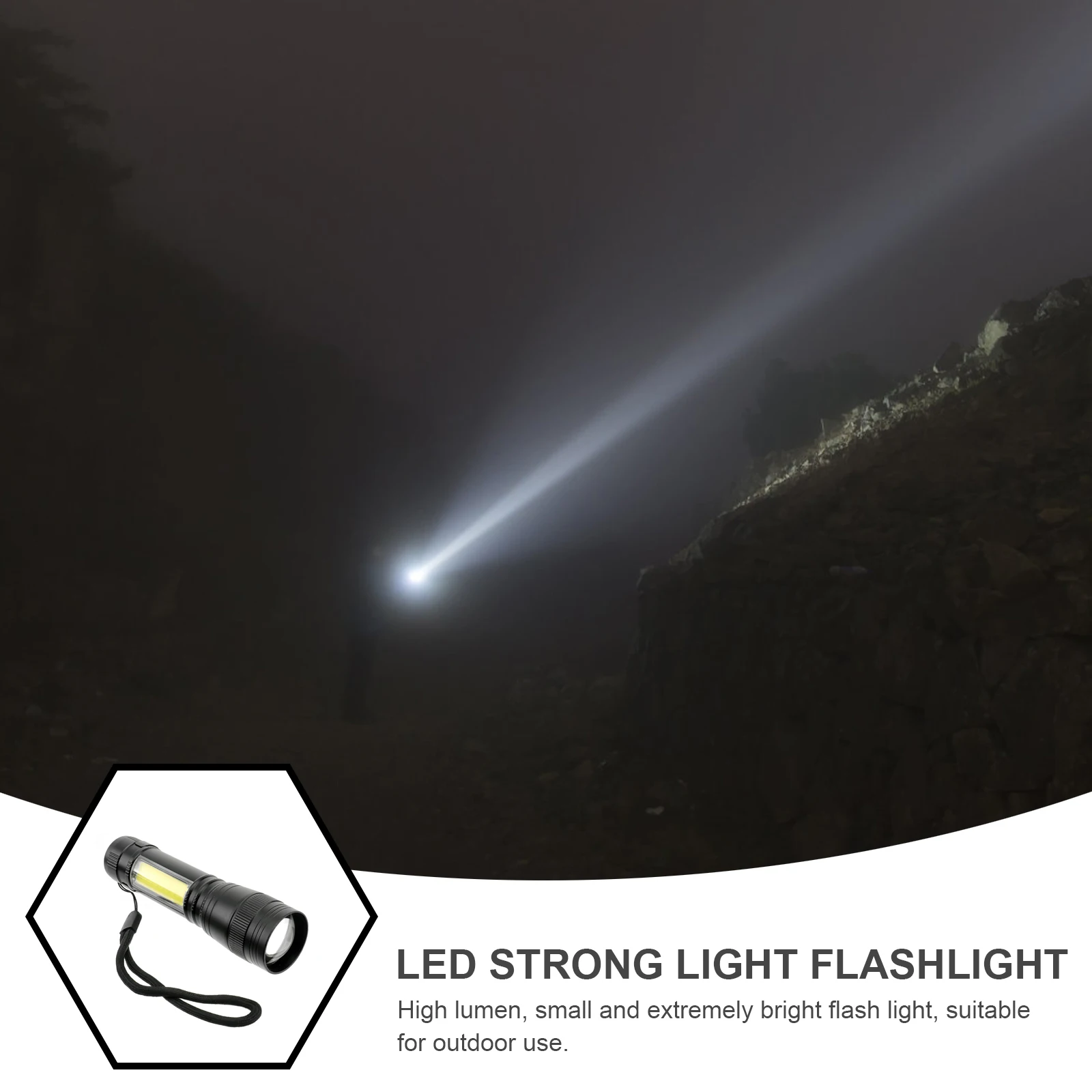 

3Set Rechargeable Zoom Flashlight LED with Adjustable Brightness Telescopic Design Cob Light for Hiking Hunting