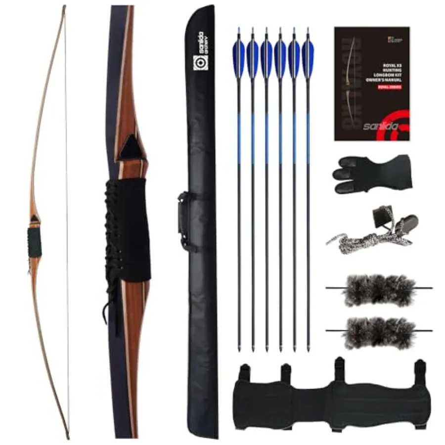 

Archery 68 Royal X8 Longbow for hunting: traditional wooden construction, royal blue finish, handcrafted precision, includes ar