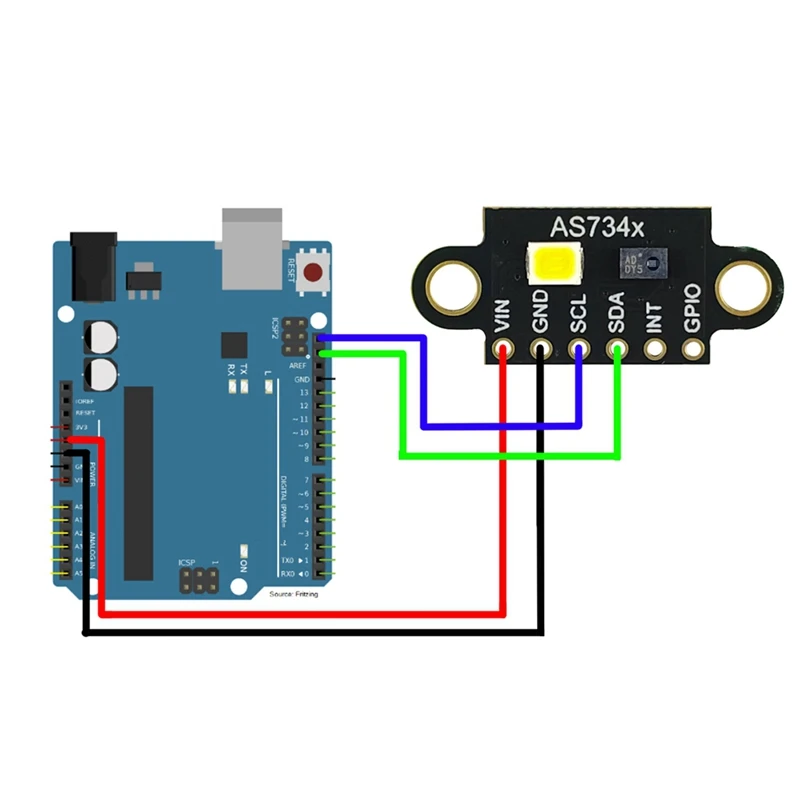 Visible Infrared Color Spectrometer AS7341-V2 Sensor Module Color Temperature Illuminance Color Measurement Detection