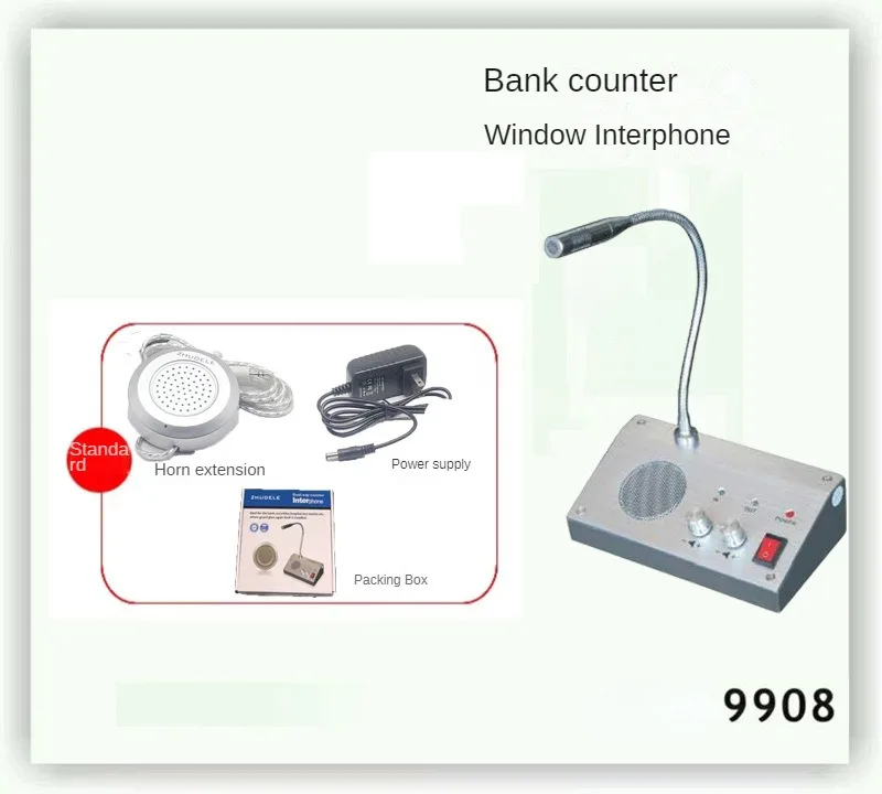 Intercomunicador em dois sentidos para a estação do banco e do hospital, contador, microfone, janela, 9908