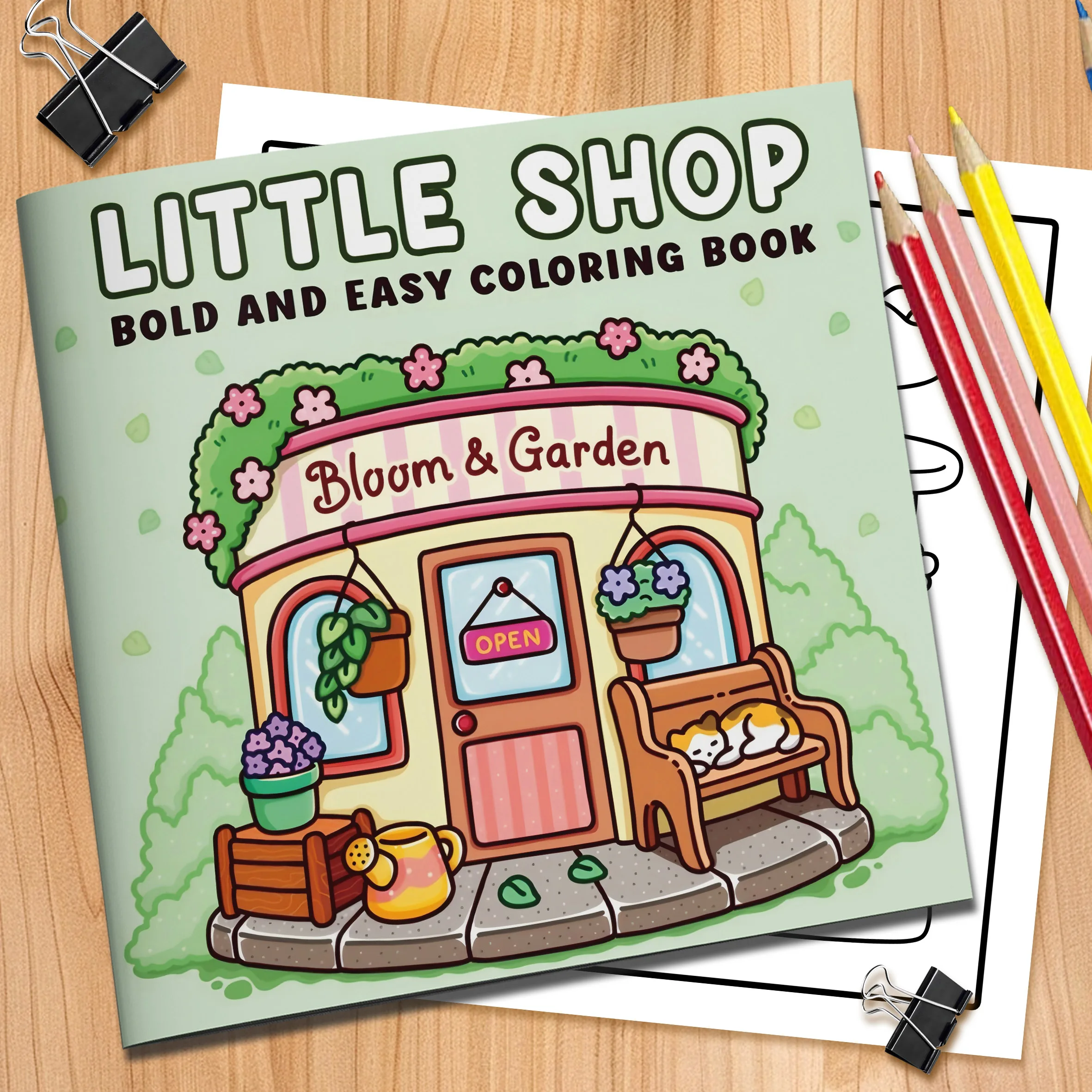 Cute Little Shop Coloring Book for Adults Cozy Neighborhood Storefronts & Scenes Anti Anxiety Art Activity Book