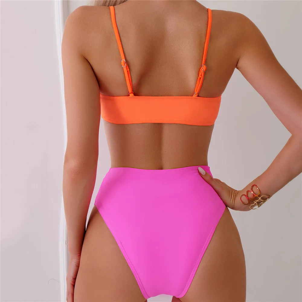 Black White Patchwork Sexy Swimsuit Women One Piece Swimwear 2026 Side Waist Hollow Out Monokini High Cut Bathing Swimming Suit view 4